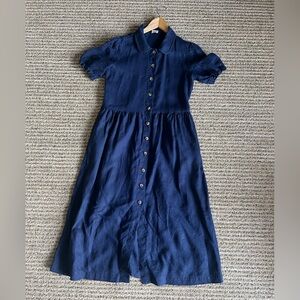 Wilfred Navy Midi Dress with Button Detail